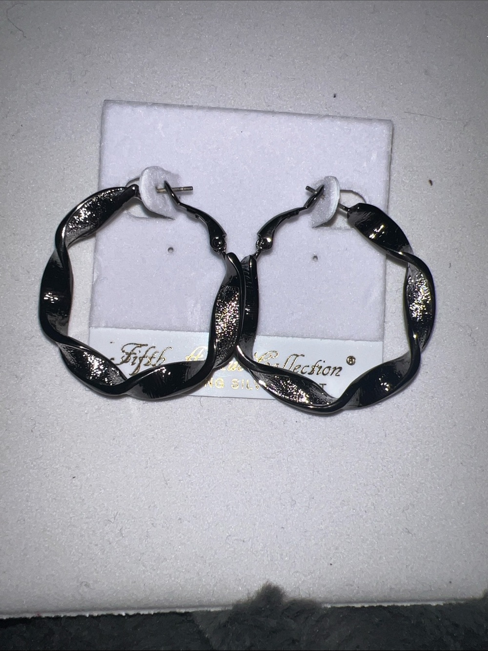 Twisted Silver and black Hoop Earrings for Women - Sleek Shine